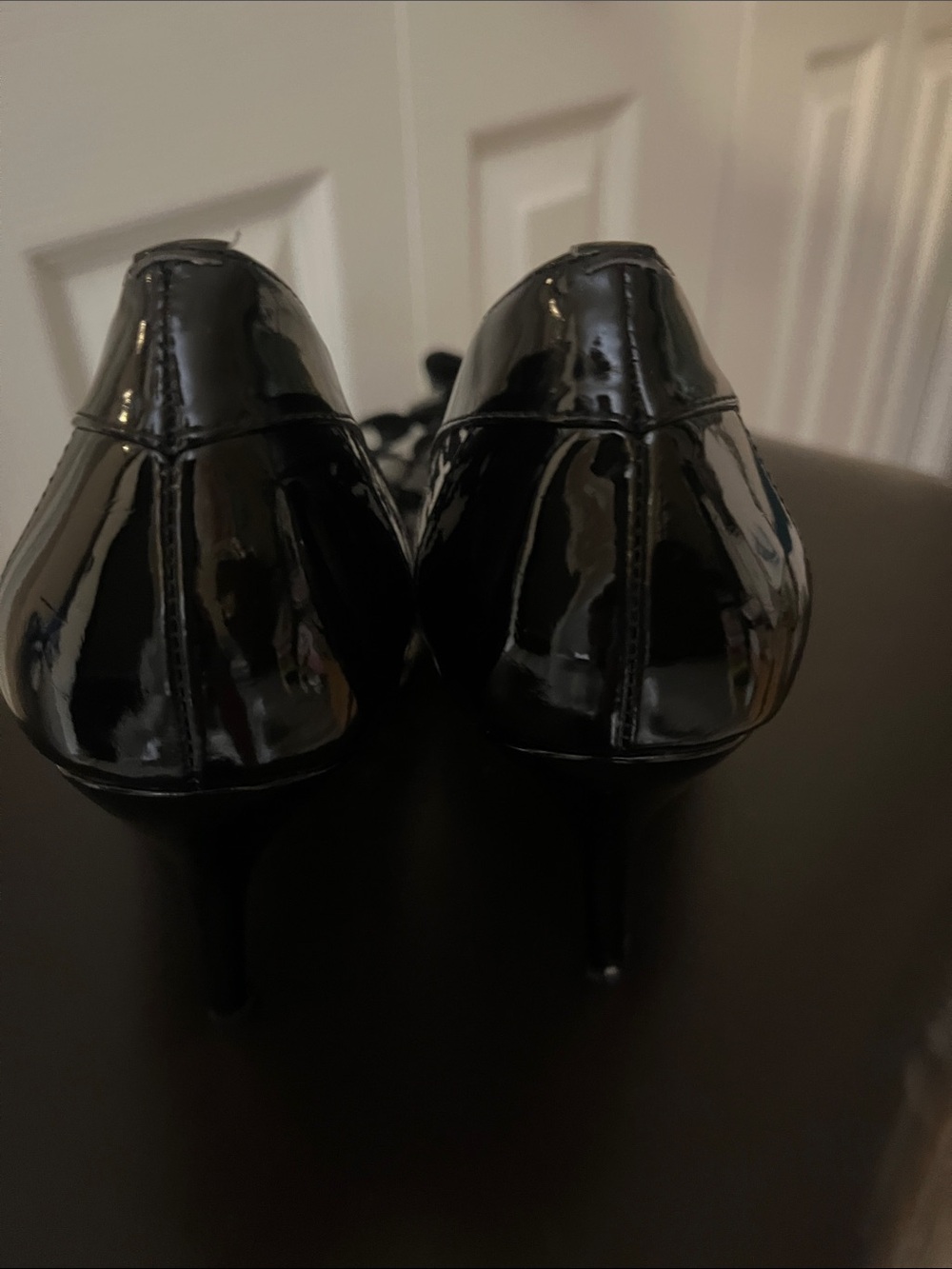 J.Renee Black & White Houndstooth Pointed Pumps with Patent Bow - Picture 3 of 5